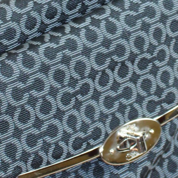 COACH Madison Madeline Black W/Gray Signature Small “C” Canvas East West… - Picture 7 of 13